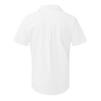 + Muške košulje Muška ljetna ležerna gornja košulja s vezenim rubom jednobojna košulja gornji dio kratkih rukava rever ovratnik obična