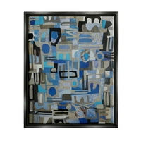 Stupell plavi geometrijski oblici Kolaž Sažetak slika crni plutač uokviren umjetnički print zid umjetnost