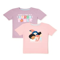 Grafičke majice za djevojke za žene, 2-pak, veličine 4-18
