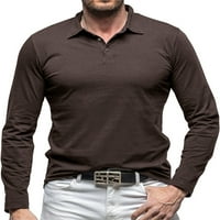 Muška Bluza, vrhovi dugih rukava, polo majica s reverom, klasična majica, majice s gumbima, smeđa