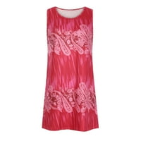 Ljetne haljine za žene, ljetna modna ležerna Midi haljina bez rukava s okruglim vratom s cvjetnim printom, široki sarafan za plažu