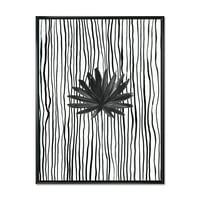 DesignArt 'crno -bijela prugana pod tropskom lišću III' Moderno uokvireno platno zidno umjetnički tisak