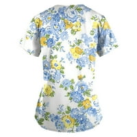 Ženske bluze Ženska Moda Proljeće-Ljeto, ulje na platnu, izrez u obliku slova U, radna odjeća s kratkim rukavima i džepovima, vrhovi