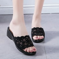 Ženske udobne sandale s japankama-Ležerne sandale s ribljim ustima, Crne, veličine 7,5
