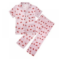 Ljetna dječja pidžama za djevojčice čista svilena imitacija boje bluza kratkih rukava duge hlače pidžama odijelo od 5 godina