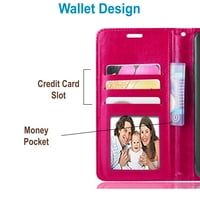 Torbica za kupnju, premium kožni novčanik za kupnju s pretincima za kreditne kartice-ružičasta