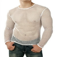 Muške mrežaste majice s izrezima prozračne prozirne majice dugih rukava pulover