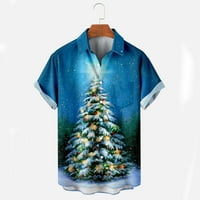 Muška Božićna bluza s printom, košulja kratkih rukava, ležerna široka bluza na kopčanje, prodaja košulja