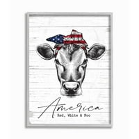 Stupell Industries americana kravlje crvena bijela i moo country farma citat uokvireni zidni umjetnički dizajn po slovima i obložen,
