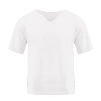 Ljetne Muške majice Pune boje s izrezom i kratkim rukavima u obliku slova u, široke Muške majice, lanena majica, muška odjeća za