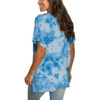 Proljetni vrhovi, Ženska Moda, Plus Size, gradijentna boja, majica s kratkim rukavima, majica, bluza, slatka majica, plava, majica,