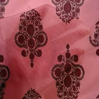 Jednobojna pamučna svilena tkanina s lišćem i cvjetnim printom širine dvorišta