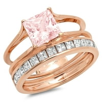 2. Princess Cut ružičasti imitirani dijamant dragi kamen pravo ružičasto zlato 18k prilagodljivo Lasersko graviranje bezvremenska