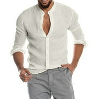 Muška majica s dugim rukavima s dugim rukavima s dugim rukavima, jesenska jednobojna široka bluza, ležerna košulja, muška gornja