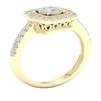 Zaručnički prsten od 12-karatnog dijamanta od 10-karatnog žutog zlata s Halo grozdom