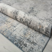 Tepisi od 925 dolara Ashlar Sivi prijelazni Vintage tepih od bjelokosti, 5'3 7'0