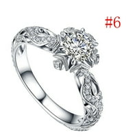 Najbolji poklon nakit modni prstenovi Vintage cirkon prsten ženski prsten prst Modni kristalni prsten u obliku cvijeta Srebro 6