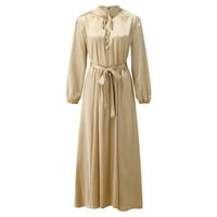 Ženske haljine za žene, Maksi, ženska ležerna jednobojna haljina s rukavima od lampiona, abaia, Arapska Kaftan haljina, Plus veličina