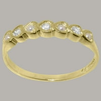Klasični ženski prsten za obljetnicu od 14k punog žutog zlata s kubičnim cirkonijem i prirodnim kultiviranim biserima britanske proizvodnje