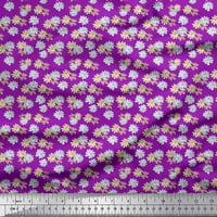 Svijetloplava pamučna Pletena tkanina od tratinčica s cvjetnim tiskom širine dvorišta