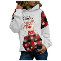 Ženske majice s kapuljačom Sretan Božić puloveri slatke smiješne košulje s printom slova i snježnih pahuljica tanki vrhovi s božićnim