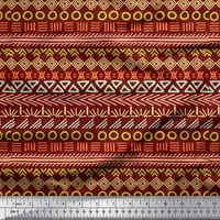 Crvena pamučna Pletena tkanina U Aztečkom geometrijskom tisku, tkanina za šivanje širine dvorišta