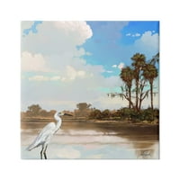 Stupell egret tropska plaža krajolik krajolik slika slika galerija omotana platna za tisak zidne umjetnosti