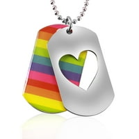 Dvostruka oznaka od nehrđajućeg čelika s ogrlicom u boji srca i ponosa