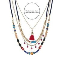 Ogrlica za žene s privjeskom s resicama od nakita od perli slojevita šarena ogrlica za odmor