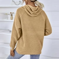 Ženski jesenski zimski modni džemper s kapuljačom s kravatom u boji, jednobojna majica s kapuljačom, džemperi za žene u žutoj boji