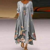 ženska ležerna modna široka haljina s printom s dugim rukavima s okruglim vratom Ženske haljine