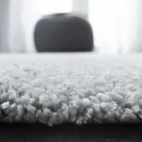 Jednobojni plišani tepih od runa, u srebrnoj boji, 5'3 7'6