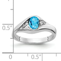 Prsten od bijelog zlata od 6 karata s ovalnim plavim topazom i dijamantom