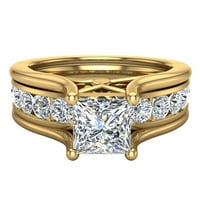Zaručnički prsten s rezom princeza Podesivi zaručnički prsten 0. Zlato od 14 karata.