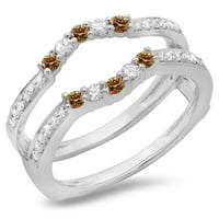Kolekcija 0. Zaručnički prsten od šampanjca i bijelog dijamanta od 14 karata, Bijelo zlato, Veličina 7