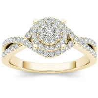 Zaručnički prsten od žutog zlata od 10 karata s dijamantom od 10 karata poprečno s prstenom od 10 karata od žutog zlata