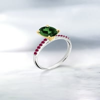 Kralj dragulja 0. Smaragd od 10k, mistični Topaz, crveni rubin, prsten od bijelog zlata od žutog zlata