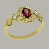 Ženski jubilarni prsten od 10k žutog zlata britanske proizvodnje s prirodnim ružičastim turmalinom i dijamantima - opcije veličine-Veličina