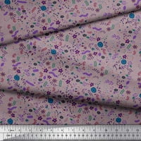 Siva baršunasta tkanina s umjetničkim cvjetnim printom, zanatska tkanina širine dvorišta