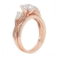 1. karatni dijamant okruglog reza s prirodnim kultiviranim dijamantom od ružičastog zlata od 18K 18K zaručnički vjenčani prsten za