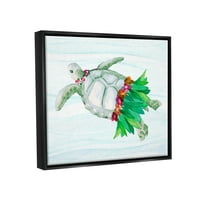 Stupell hula kornjača smiješna kornjača pejzaža slika crni plutasti uokvireni umjetnički print zid umjetnost