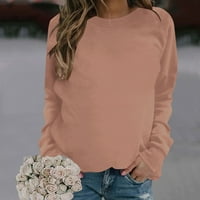 Ženska majica s kapuljačom u boji s dugim rukavima s okruglim vratom bez kapuljače jesen / zima modni casual pulover smeđa majica