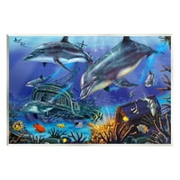 Stupell Industries podvodni brodoloma i blago Obalno slikanje Neprerađene umjetničke zidne umjetničke umjetnosti