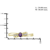 Jewelersclub Ametist Ring Birthstone nakit - 0. Carat Amethist 14K Zlatni nakit od srebrnog prstena s bijelim dijamantnim naglaskom