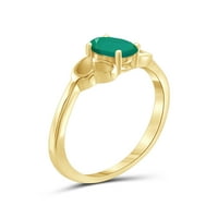 Draguljarsclub smaragdni prsten nakit za rođenje - 0. karat smaragd 14K zlatni nakit od srebrnog prstena - prstenovi s draguljima