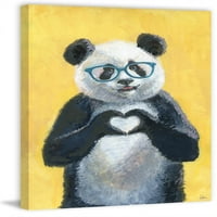 Srčana panda slikati otisak na zamotanom platnu