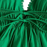 Ženske jednobojne haljine bez rukava s naramenicama u stilu boho zelene boje