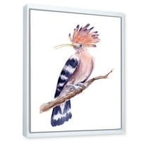 DesignArt 'Drevna hoopoe ptica na grani' tradicionalno uokvireni platno zidni umjetnički tisak