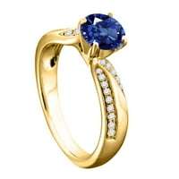 Aonejewelry Ct. Zaručnički prsten od safira i dijamanta od 14 karatnog čvrstog žutog zlata