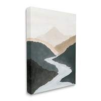Stupell Industries koja teče rijeci priroda Pejzažni maglovita daleka planinska slikarska galerija omotana platna za tisak zidna